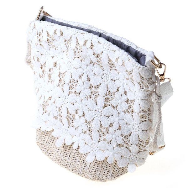 

bamboo handbag,beach purse bag half moon bag,straw lace woven travel sling bag shoulder crossbody for women, Black