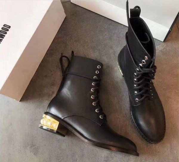 

designer luxury sole mini fall/winter tire cowhide sheep upper boots with 4.5cm button fashion martin classic ladies long boots rubber c, Black