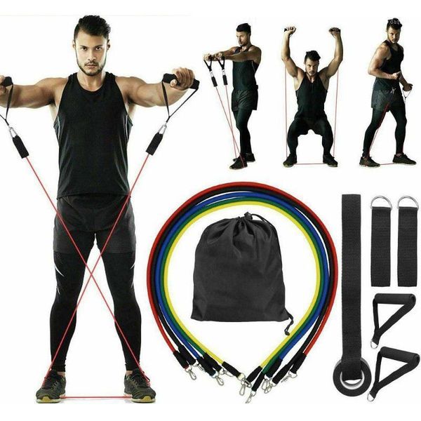 

11pcs resistance band workout 30 strength full body exercise 100lb muscle train gym stretch belt indoor sport home fitness rope1