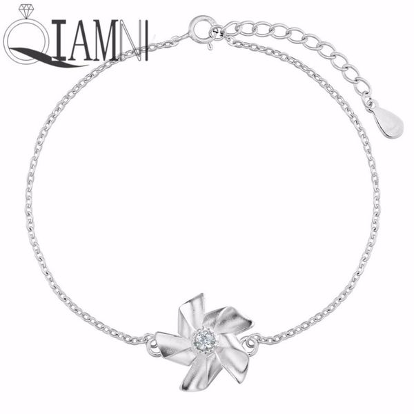 

qiamni gardenia flower windmill link chain bracelet bangle christmas gift birthday jewelry lover girl women, Black