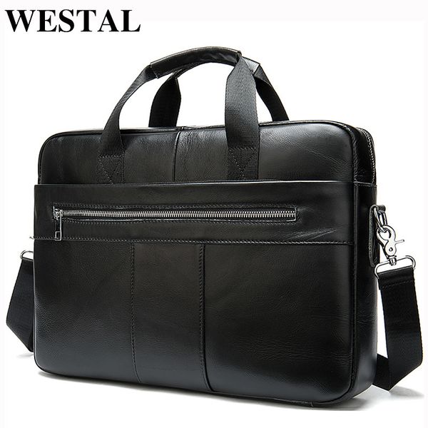

westal briefcases men's genuine lapoffice bags men leather briefcase bag for document a4 8523