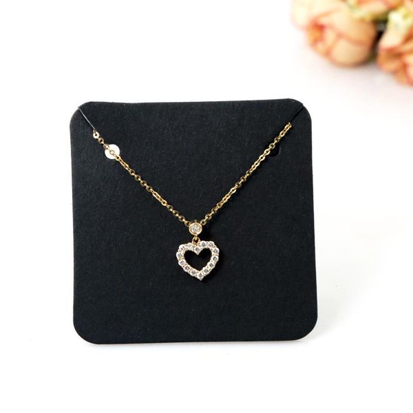 

50pcs 5x5cm necklace cards packaging necklace display card holder cardboard blank kraft paper tags for diy jewelry display card q sqcsfe, Black