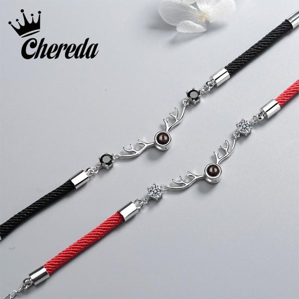 

chereda cute deer has you bracelet for women red and black love projection memory rope bracelets statement wedding jewelry