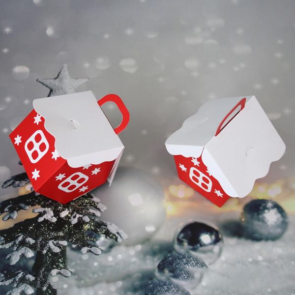 

10шт red xmas дом упаковочная коробка подарка день рождения свадьба партии сувениры несущие подарочные коробки сумки довольно nice товары дл