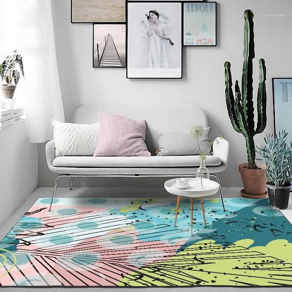 

carpets pink blue leaf printed large area rugs for living room children bedroom geometric pattern anti-slip floor mat home decor carpets1
