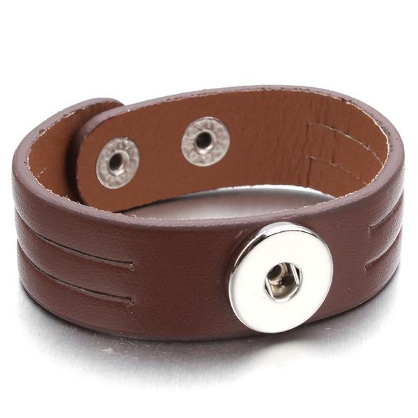 

new brown pu leather snap bracelets for 18mm snaps button jewelry vintage wholesale adjustable leather bracelet bbywjj, Golden;silver