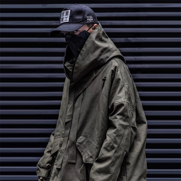 

11 bybb's dark detachable letter printed mens hooded parkas hip hop thick padded jackets harajuku ribbons windbreaker streetwear 201204, Black