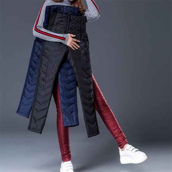 

casual snowpants winter women duck down pants warm thick slim elastic high waist pencil pants for women trousers 201228, Black;white
