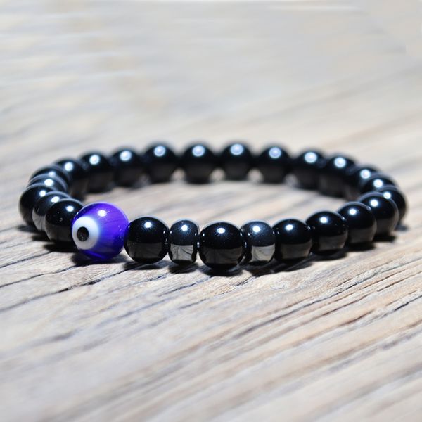 

мода ручной злые глаза браслет черный обсидиан hemaitte турецкий глаза мужчины braslet мужской лаки для рук jewelry pulseira homme, Black