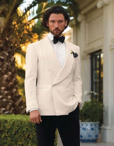 

men's suits & blazers italian style white and black groom tuxedos custom made mens wedding groomsman attire (jacket+pants+bowtie+handke, White;black