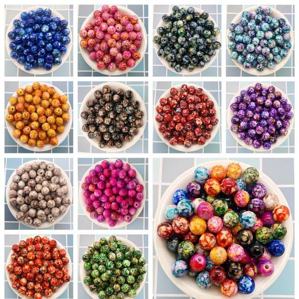 

new 50pcs 8mm diy double color multicolor acrylic round pearl loose beads jewelry maki bbypmg, Bronze;silver