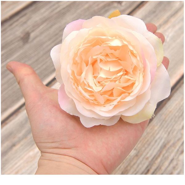

30pcs/lot 10cm large artificial white peony rose silk flower heads diy wedding decoration wreath scrapbooking craft fake bbywru
