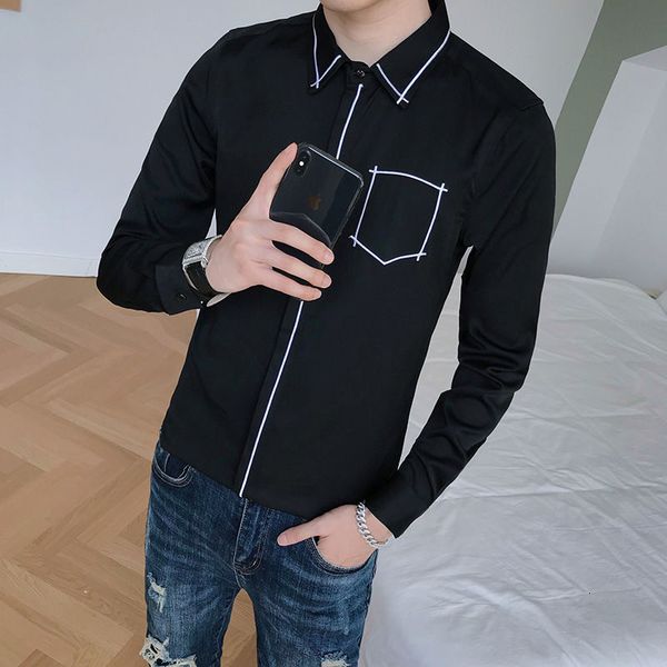 

autumn 2021 male new sheer embroidered long sleeve shirt clothing l4re, White;black
