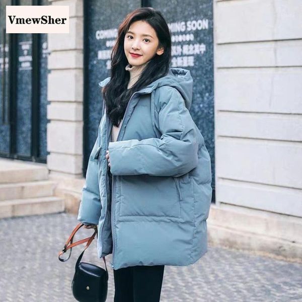 

vmewsher new winter hooded women padded jacket solid casual fashion thick warm female cotton coat basic parkas loose outwear1, Black