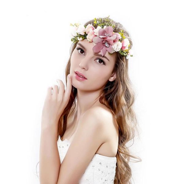 

rose flower wreath crowns festival headband women hair accessories headdress girl floral garlands wedding party floral jllfyi