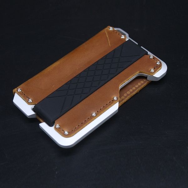 

rfid men's handbags leather aluminum alloy card bag credit business case metal antimagnetic wallet handbag