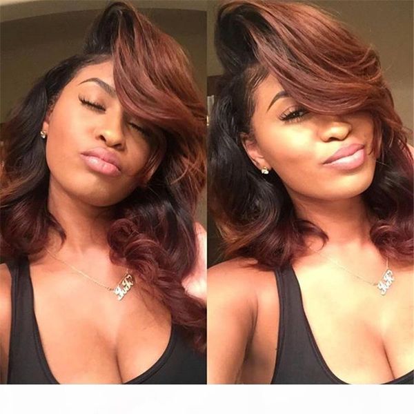 

brazilian human hair full lace wig natural wave lace front wig hair glueless full lace wig wavy for black women, Black;brown