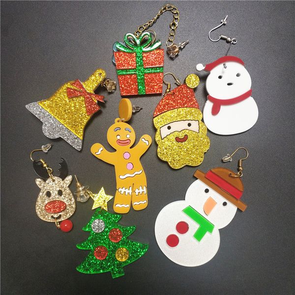 

8 in1 set christmas dangle earrings for women acrylic glitter colorfuls gift girls drop earring classic jewelry, Silver