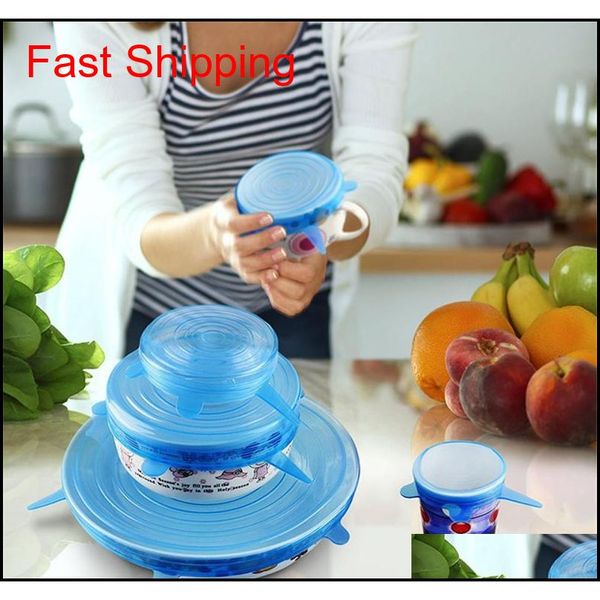 

6pcs/set sile stretch suction pot lids reusable fresh keeping wrap universal seal lid pan cover ser c qylfmt pets2010