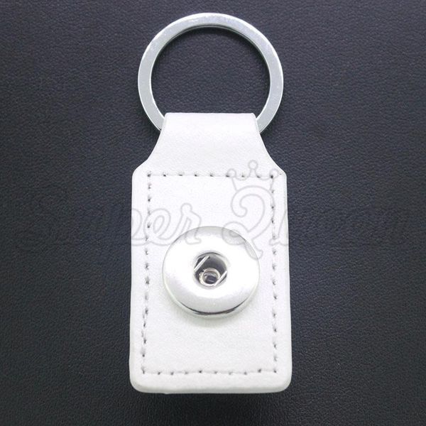 

7colors 2016 rectangle 3*6cm candy color pu leather 1 button 18mm metal snap button keychain women's diy jewelry keyring k233 q bbywga, Silver
