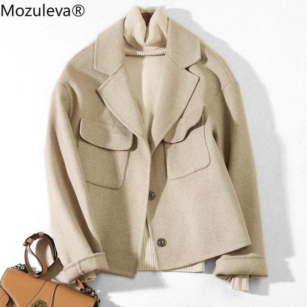 

mozuleva manual double-faced woolen coat 2020 new style for autumn and winter double sided fleece coat women's wool jacket1, Black
