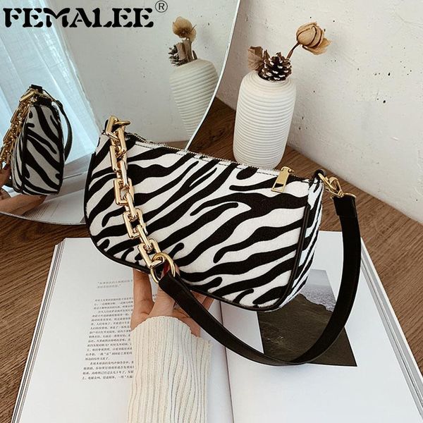 

zebra print small baguette bag 2020 trendy stripe print hit color acrylic chain bag lady leopard personality messenger