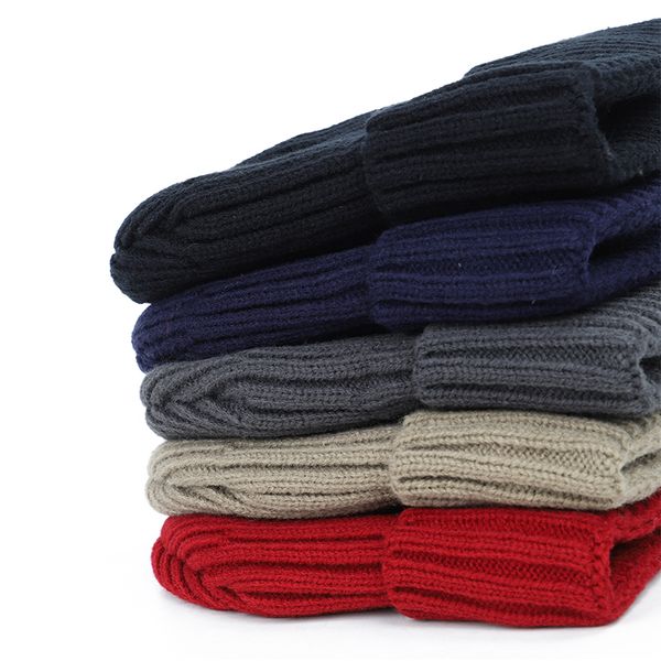 

new fashion winter solid color knit beanie women men thick lining plus velvet casual hat warm cotton soft cap bonnet male