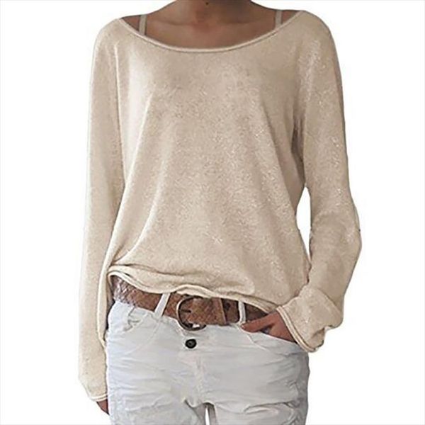 

мода женщины крупногабаритные сыпучие с длинным рукавом футболка багги plus tops casual solid t shirt drop доставка, White