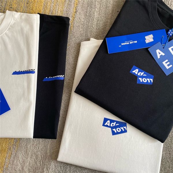 

2021 new error diagonal t-shirt men women solid adererror printed tee tag blue mark label ader 6ii1, White;black
