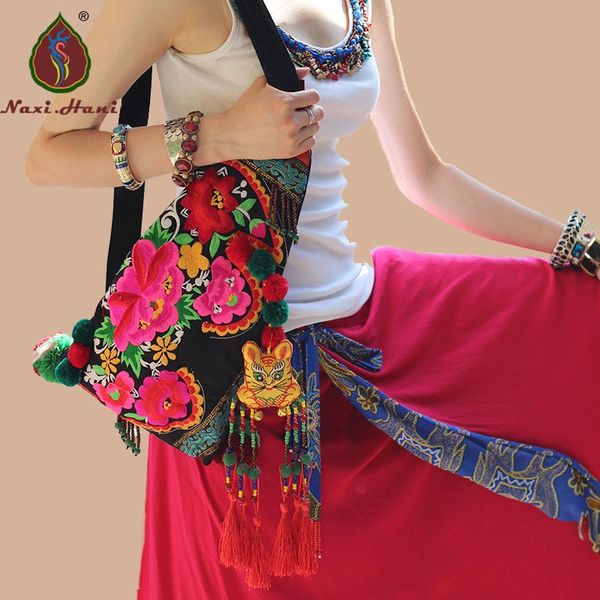 

brand ethnic embroidery women bags vintage canvas triangle bags fashion beaded travel