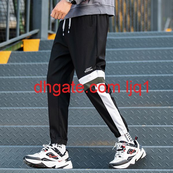 

2020 new fashion casual pants men's slim small feet korean fashion spring autumn loose stretch men's capris, Black