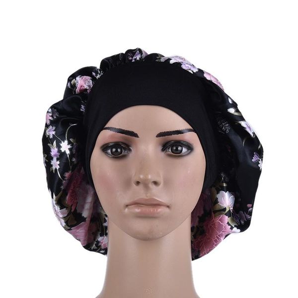 

beanie/skull caps 1pc elegant women satin silk night sleep cap head cover with adjust wide elastic band hair hat, Blue;gray