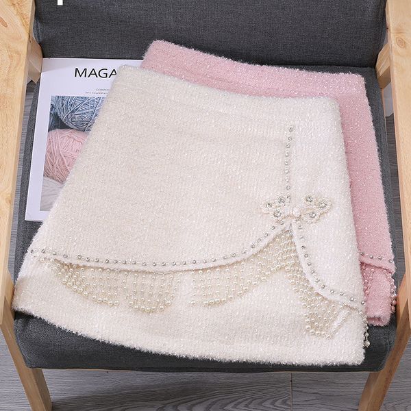 

2021 new autumn and winter of cashmere burgle fine high-to-line pink female skirt y371 lxq9, Black