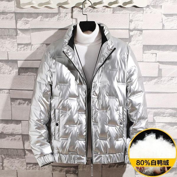 

2020 factory direct sales winter stand collar fashion new men's clothing coat short bright down jacket1, Black