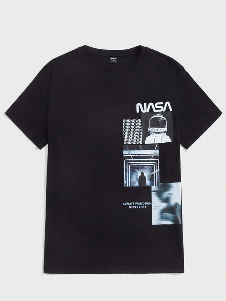 

men letter & graphic pattern tee e68m#, White;black