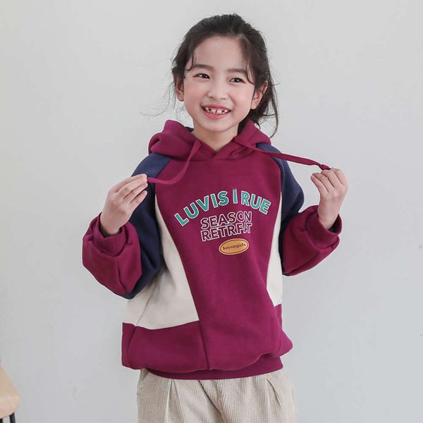 

plush girls' and winter sweater korean leisure middle school thickened hooded pullover autumn et children's, Black