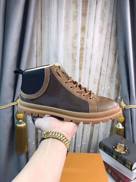 

womens new camping boots leather fashion womens winter low heel round head lace up button womens original box size 38-45, Black