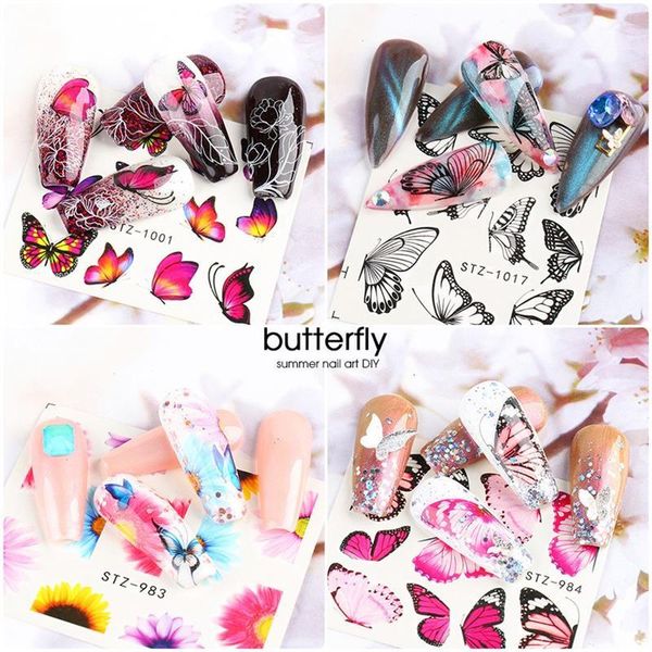

stickers & decals kapmore 1 sheet women 3d colorful butterfly nail decal water transfer manicure sticker nails art tool ornament, Black