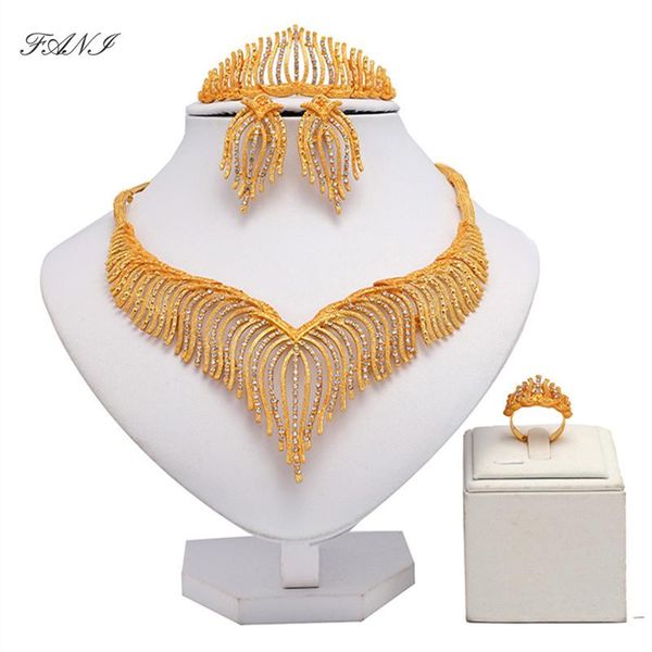 

fani 2021 nigerian wedding woman accessories jewelry set wholesale african beads brand jewelry set dubai gold bridal, Silver