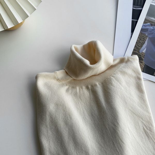 

2021 new spring turtleneck thin pure color knitted fashion sweater casual women blue pullovers pull femme z46m, White