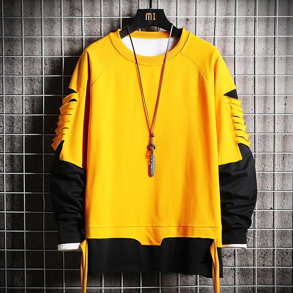 

ripped patchwork sweatshirt men brand oversized streetwear hip hop hoodie men's hoodies sweatshirts harajuku kg-387, Black