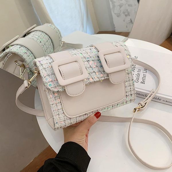 

sequin wool square crossbody bag 2021 fashion new high-quality pu leather women's designer handbag travel shoulder messenger bag