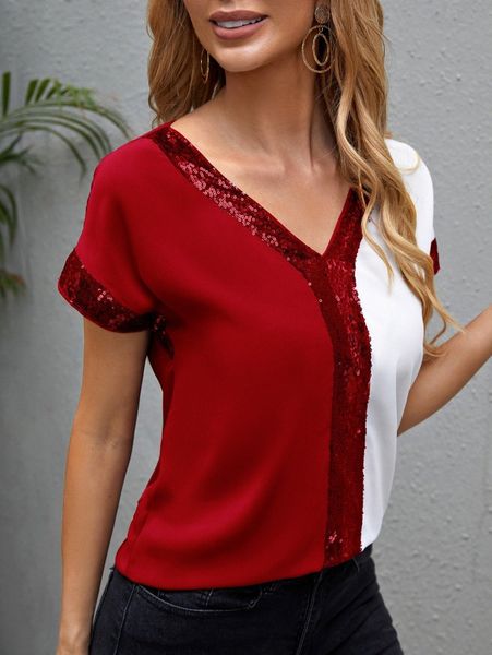 

two tone contrast sequin trim t6hx#, White