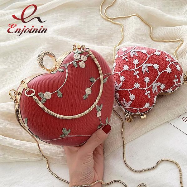 

кружева в форме сердца бриллиантовое кольцо женщин способа партии сцепления мешок мешок вечера дамы цепи кошелек crossbody женский плеча