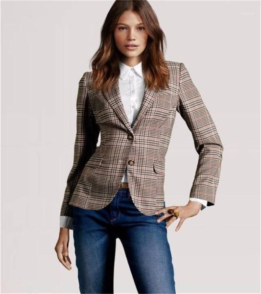 

2015 new stylish women's plaid elbow patches two button slim fit blazer ladies autumn suits basic jacket casual blazer feminino1, White;black