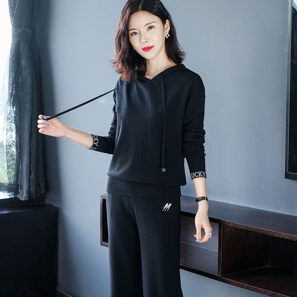 

jcxiq с капюшоном вязаные спорта случайные трикотажные спортивные два костюма-женщин новый осень 2020 мода w7vvm шаровары темперамент двух ч, Gray