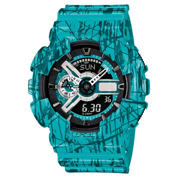 

men's sports watch digital dual time chronograph watch men's led chronograph weekly display watch, Slivery;brown