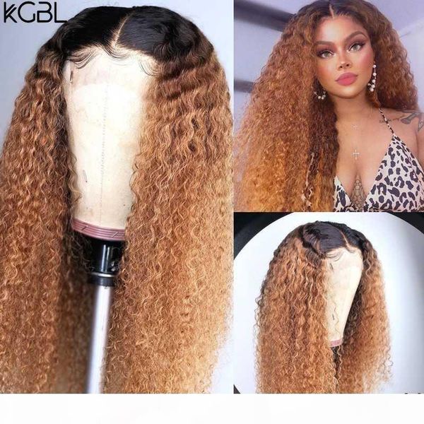 

kgbl colored curly t-part lace front human hair wigs with baby hair brazilian 150% density 8-24'' non-remy wigs medium ratio, Black;brown