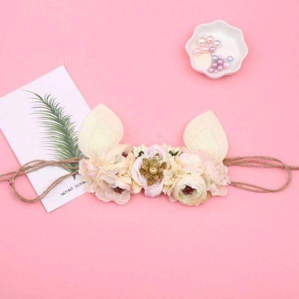 

baby hairband artificial flower cloth headband cute handmade easter ears hairband k1ma, Slivery;white