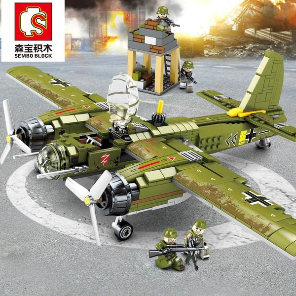 

sembo block 559 pcs military building blocks ww2 bombing airplane compatible major brands army vehicle toys for children boy wmtcag
